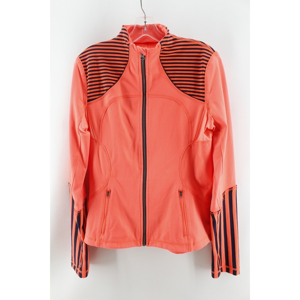 Lululemon Forme Jacket Classic Stripe Light Flare Orange/Black Women's‎ Size 10